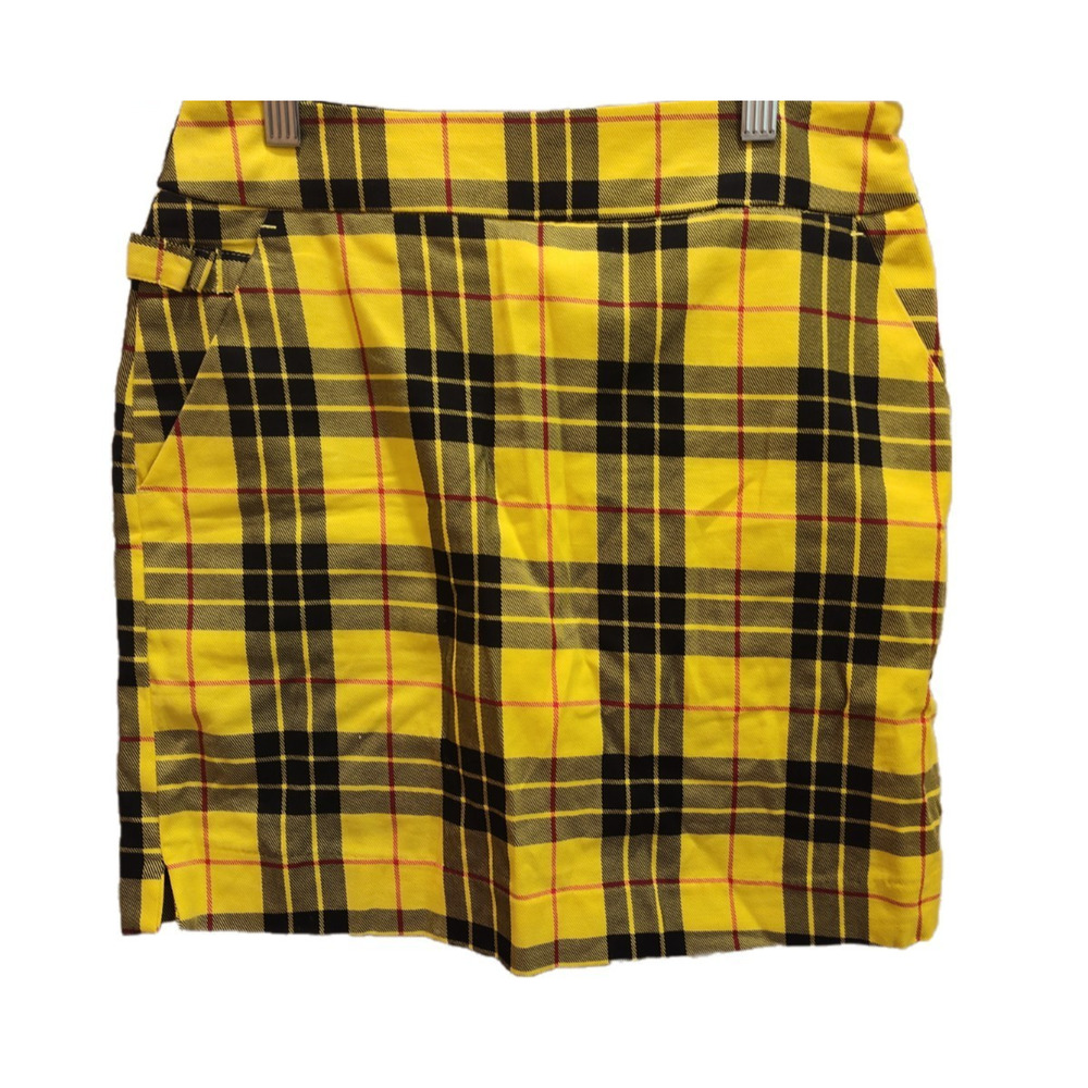 Royal & Awesome Cotton Yellow Plaid Women's Golf Skirt Skort Size‎ 2